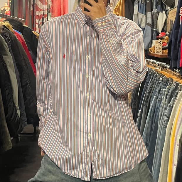 [IM] Polo 폴로 스트라이프 레드 포니 긴팔셔츠