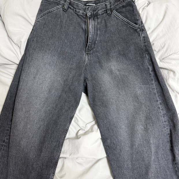 해칭룸 와이드 커브진 워시드 블랙 2(S)