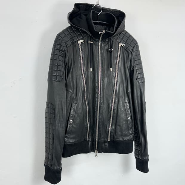 Balmain 16ss 3-zip leather biker jacket