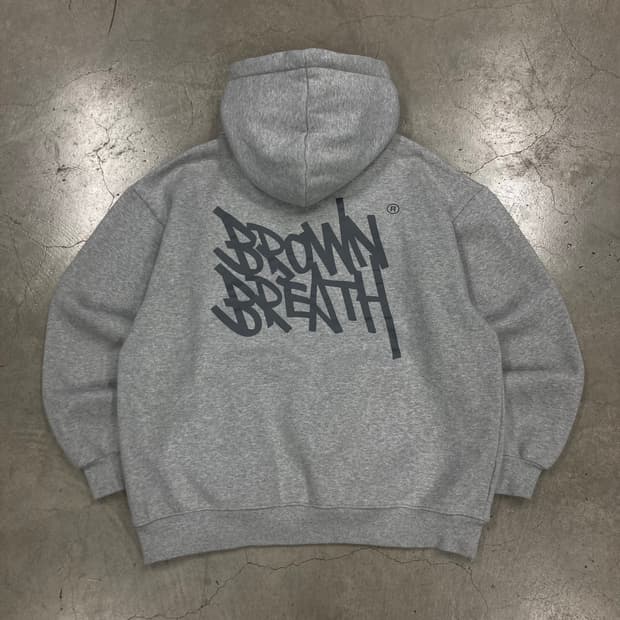 브라운브레스 그레이 컬러 빅로고 후드티