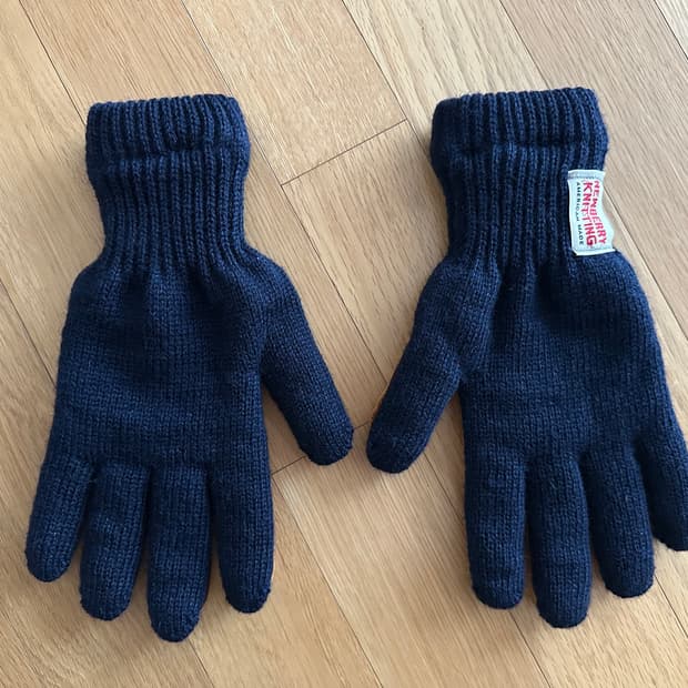 뉴베리 니팅 사슴가죽 니트 장갑 네이비
