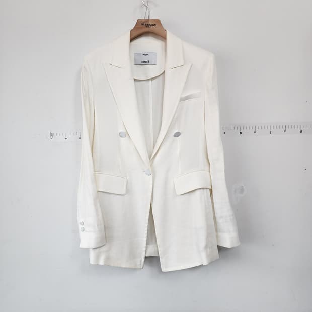 오브제 화이트 더블 버튼 자켓