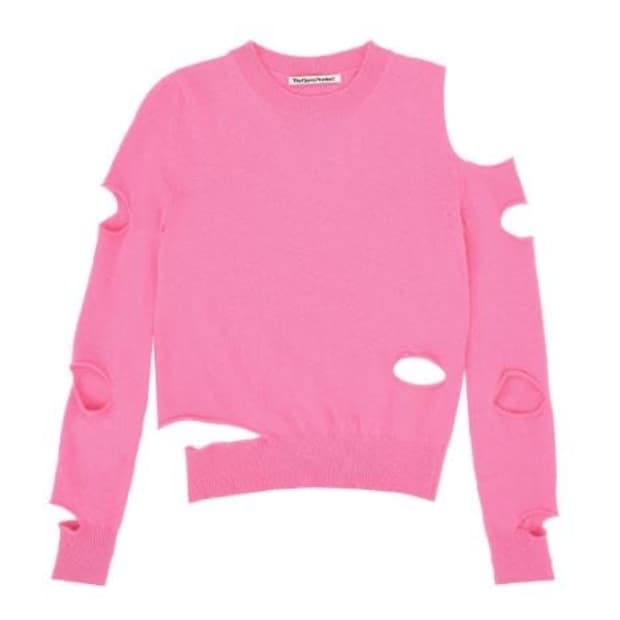 더오픈프로덕트 핑크 컷아웃 니트