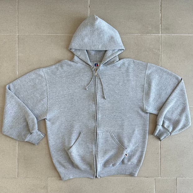90s 빈티지 러셀 후드집업 그레이 L USA