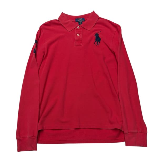 폴로 랄프로렌 긴팔 카라티 레드 빅포니 M 