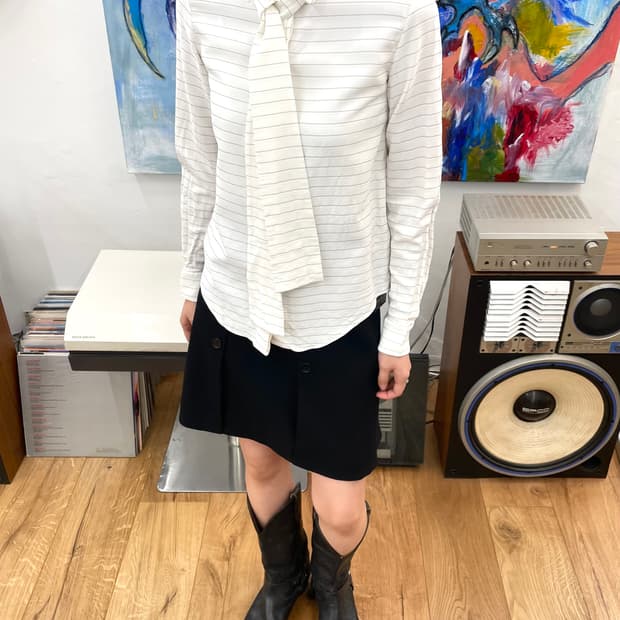 [S] 끌로에 스트라이프 스카프 블라우스