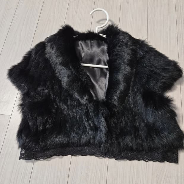 (고급/새빙) 레이스 배색 블랙 천연 밍크 퍼 볼레로/자켓 (탈부착 가능