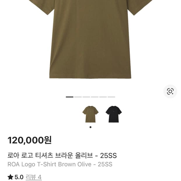 로아 로고 티셔츠 브라운 올리브 