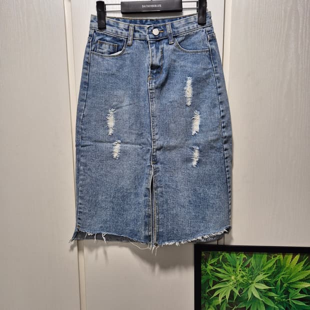 (새상품)vtg 데미지 데님 스커트 청치마 연청