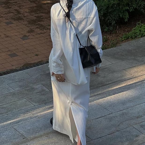 트리밍버드 이지웨어 셔츠스커트 세트 화이트(직거래안해요!)