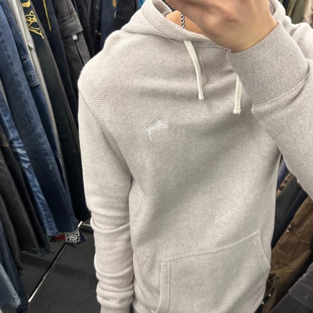 S) 스투시 자수 로고 슬림 후드티