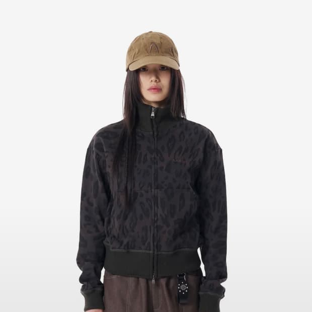 Leopard Logo Track Jacket (Black)