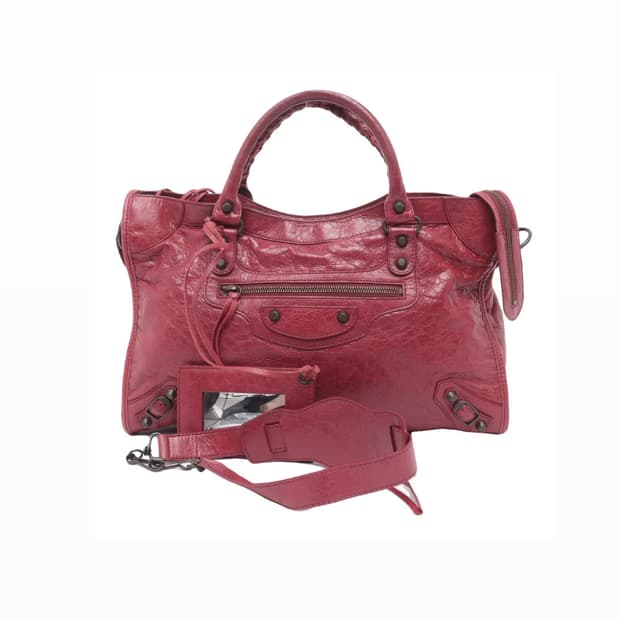 발렌시아가 모터백 시티백 버건디