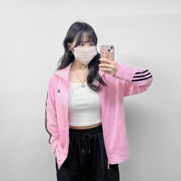 아디다스 3s 에센셜 트랙탑 져지 핑크 딸기우유