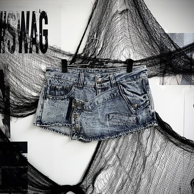 00s washing detailed denim shorts