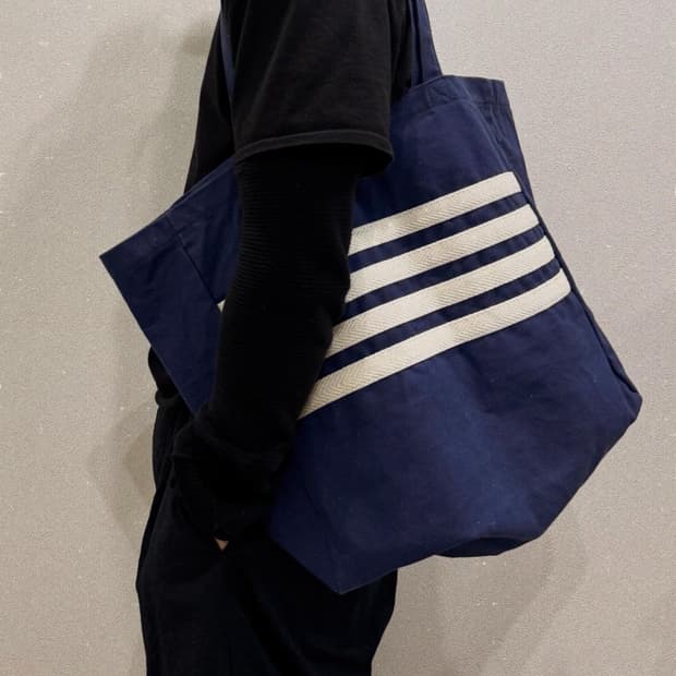 꼼데가르송 옴므 블루 스트라이프 토트백