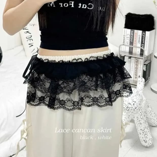 에이블리 파인컬러 레이스 레이어드 스커트