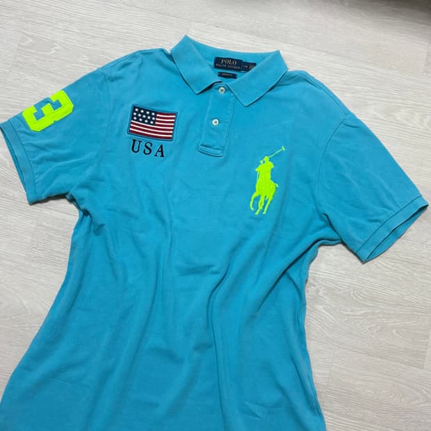 폴로 빅포니 성조기🇺🇸 치프키프 하늘 Pk 티셔츠