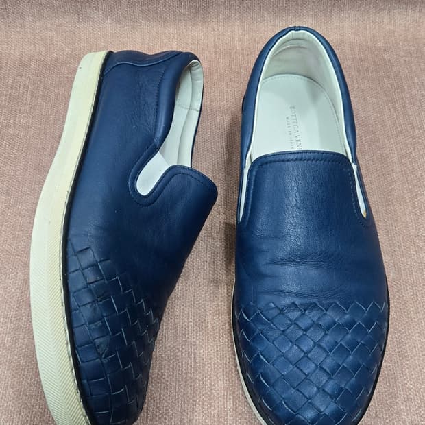 보테가 베네타 정품 260-265mm- 인트레치아토 슬립온 네이비