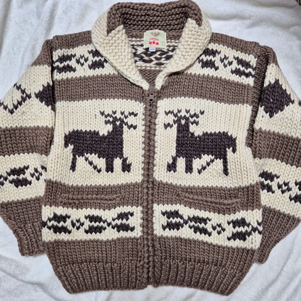 Chieftain 핸드니트 사슴 코위찬 니트자켓 L