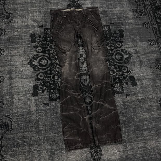 Japanese 00s grey acid washing denim car