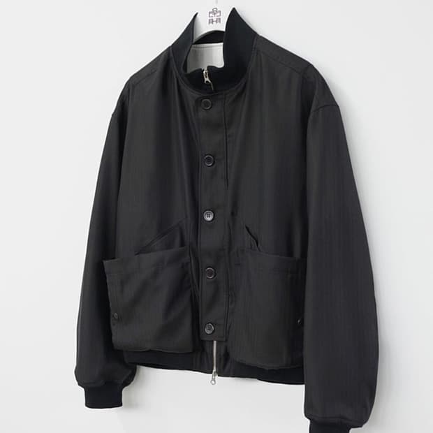 [3] 폴리테루 울 실크 탱커 자켓 차콜 브라운