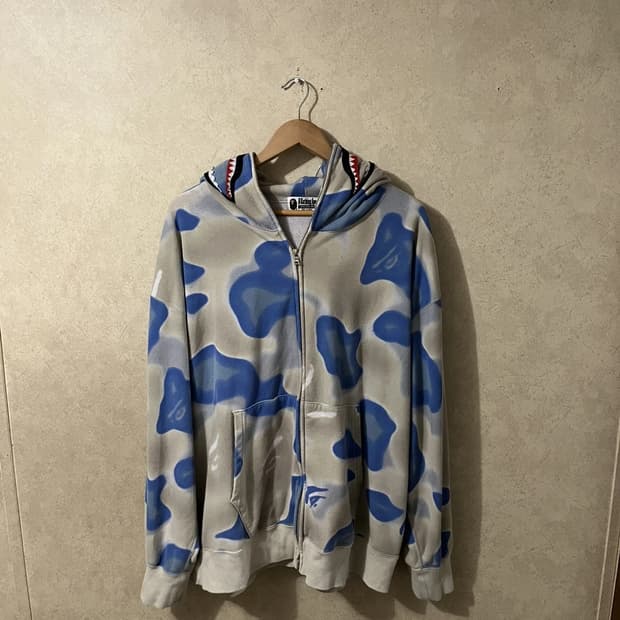 베이프 리퀴드 카모 샤크 풀 후드집업 블루