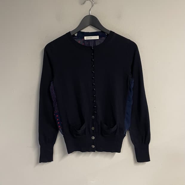 SACAI LUCK back heart cardigan navy