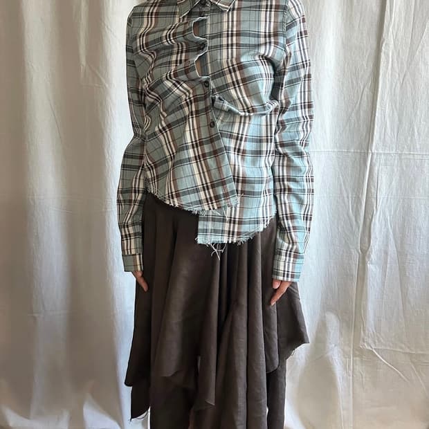 동은 dongeun mint check shirt