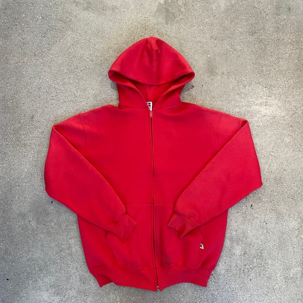 빈티지  러셀 애슬레틱 후드집업 레드 made in usa