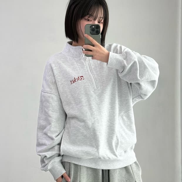 테켓 멜란지 코튼 반집업