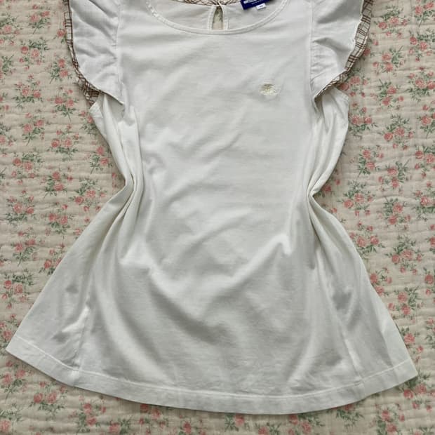 버버리 블루라벨 체크 레이스 블라우스 1079 모리걸 y2k 스트릿 갸루