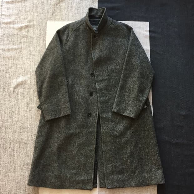 80s 버버리 해리스 트위드 원패널 싱글 래글런 코트