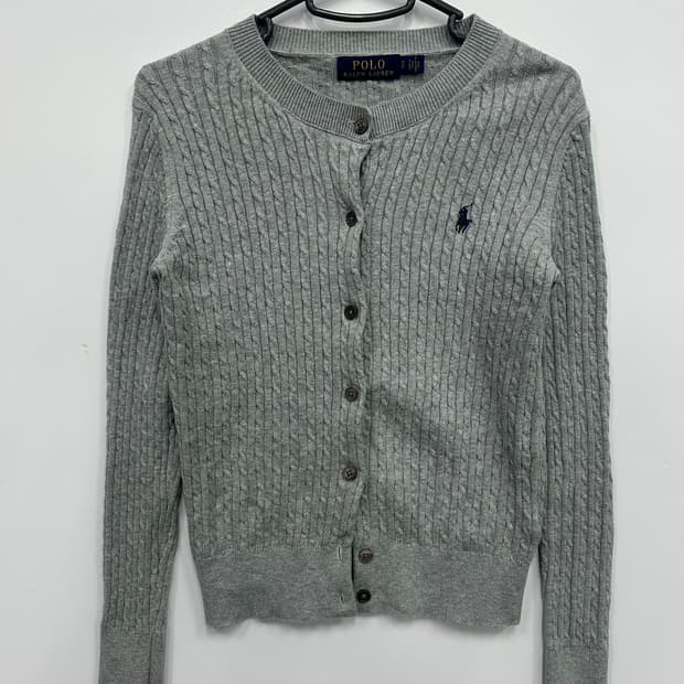 폴로 그레이 꽈배기 니트 가디건