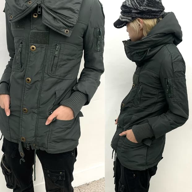 Sly khaki bono high-neck strap coat 