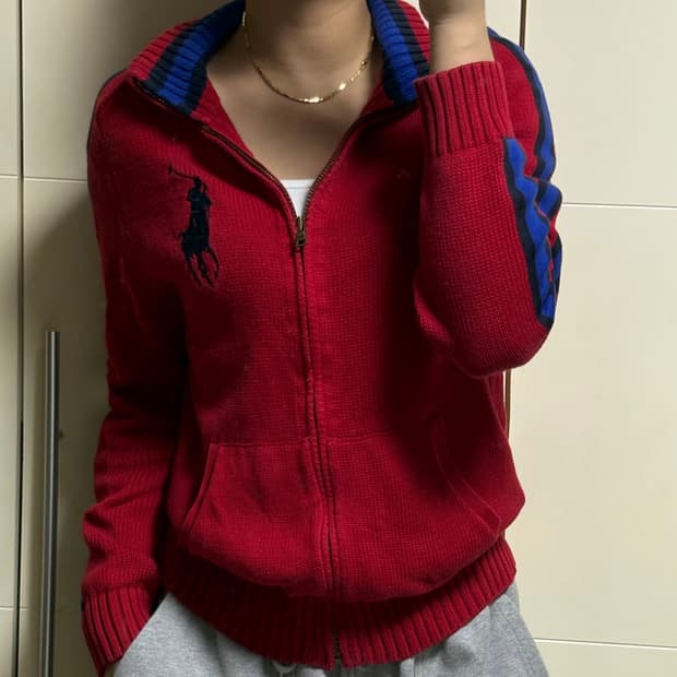 폴로 랄프로렌 빅포니 레드 니트집업