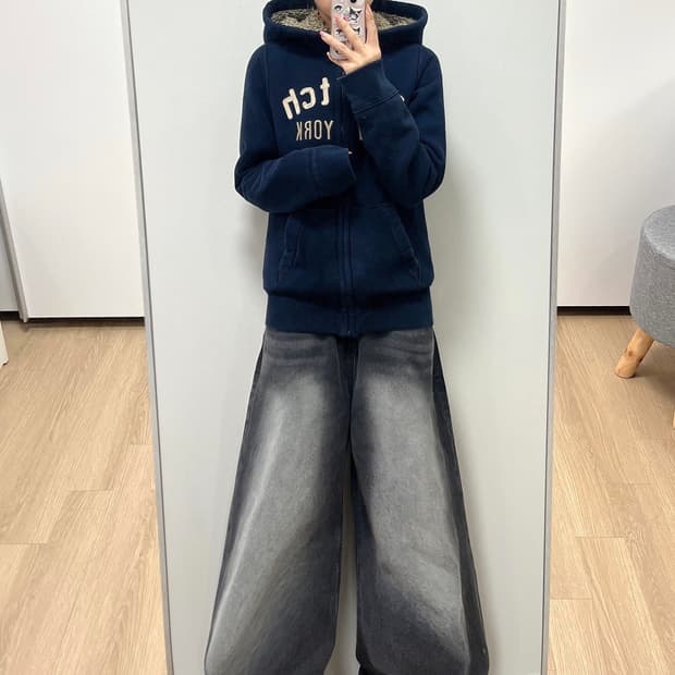 아베크롬비 양털안감 네이비 후드집업