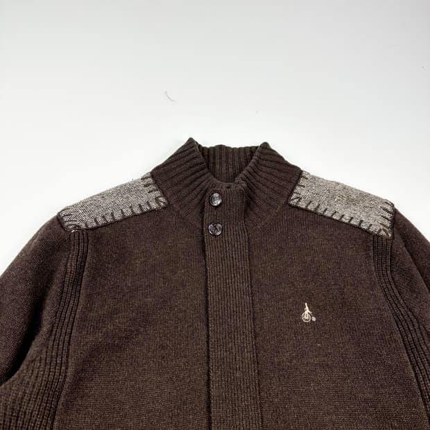 빈폴 클래식 브라운 엘보우패치 니트 집업 (L)