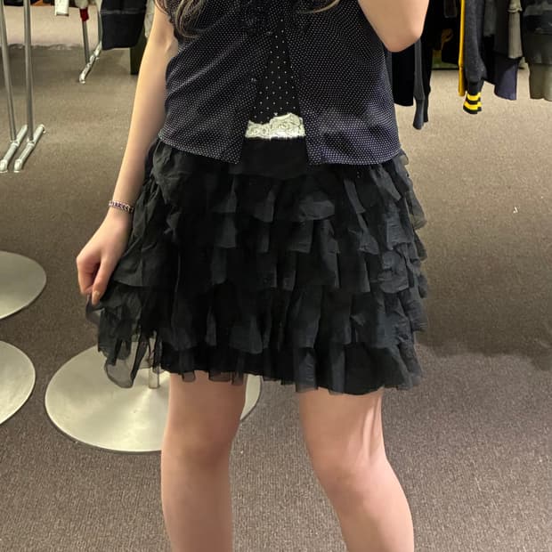 M)Japanese vintage 여성 프릴 캉캉 미니 스커트