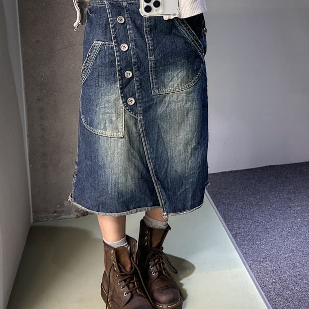 belted denim wrap skirt 