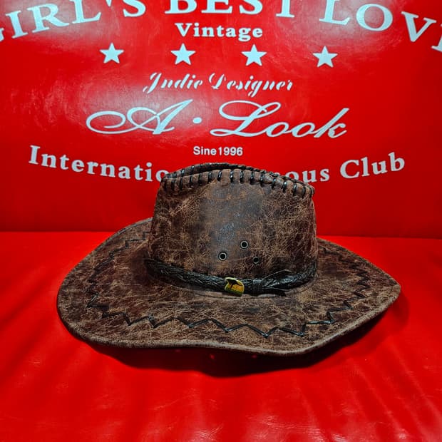 오스트리아 캥거루 가죽 스티치 웨스턴 페도라 57-58호