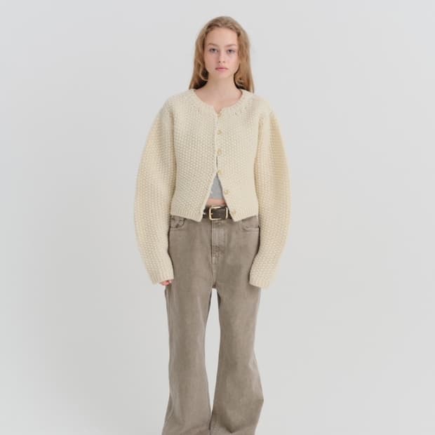 리본빛 Teddy Knit Cardigan - Ivory(테디가디건)