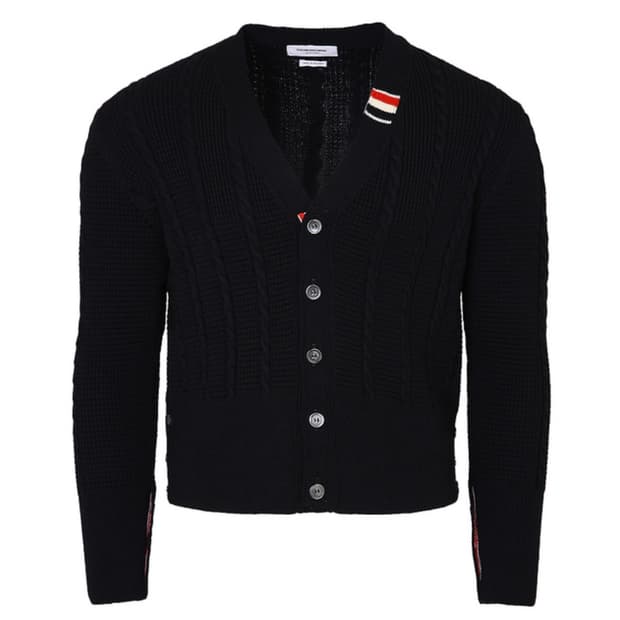 [새상품] 톰브라운 울 케이블 가디건 네이비 4