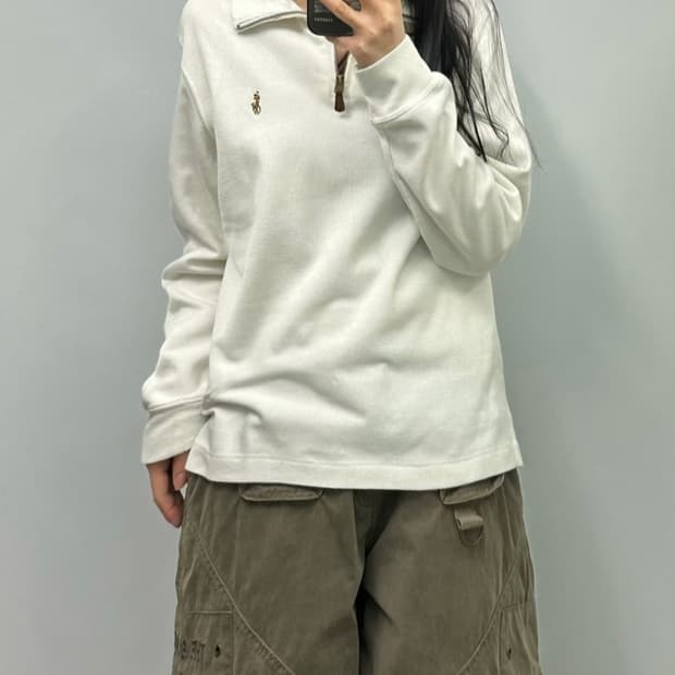 폴로 랄프로렌 신형 화이트 반집업 니트