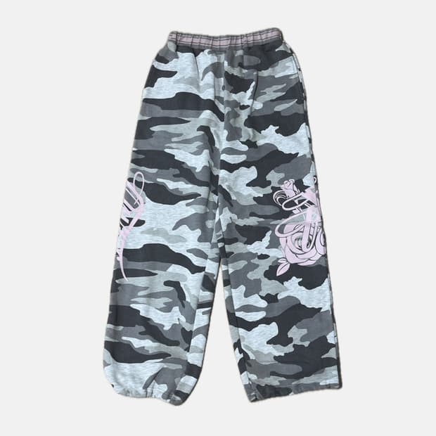 엔와이엑스엑스 밀리터리 와이드 핑크스웻팬츠 바지 