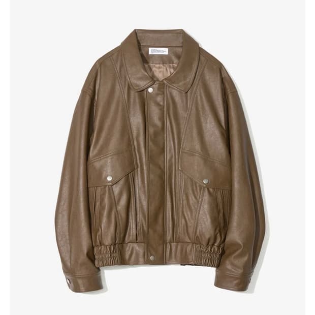 파르티멘토 비건 레더 클래식 보머 자켓 브라운