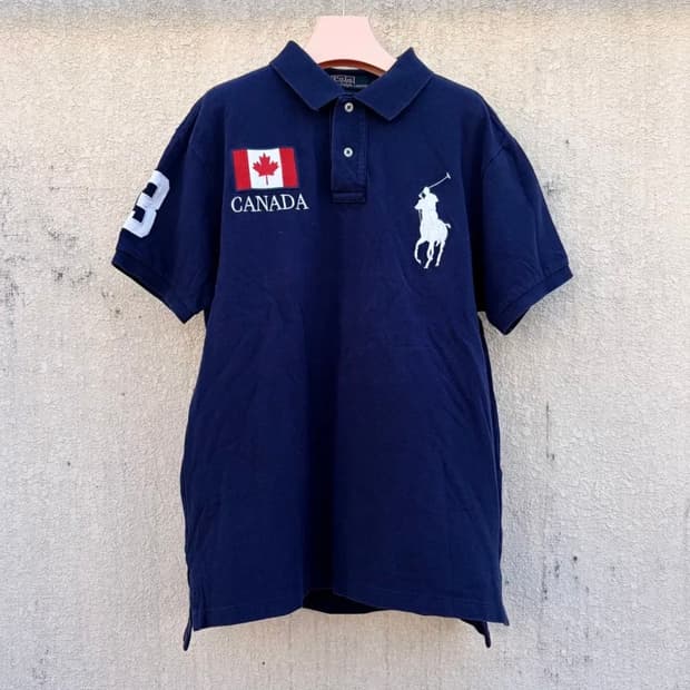 (급처)폴로 랄프로렌 캐나다 X 화이트 빅포니 PK카라 반팔 티셔츠