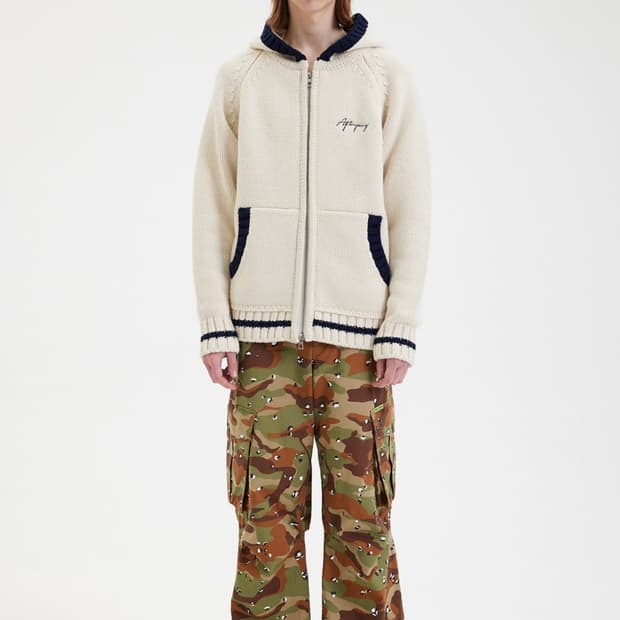 애프터프레이 코위찬 집업 니트 후디 아이보리 s