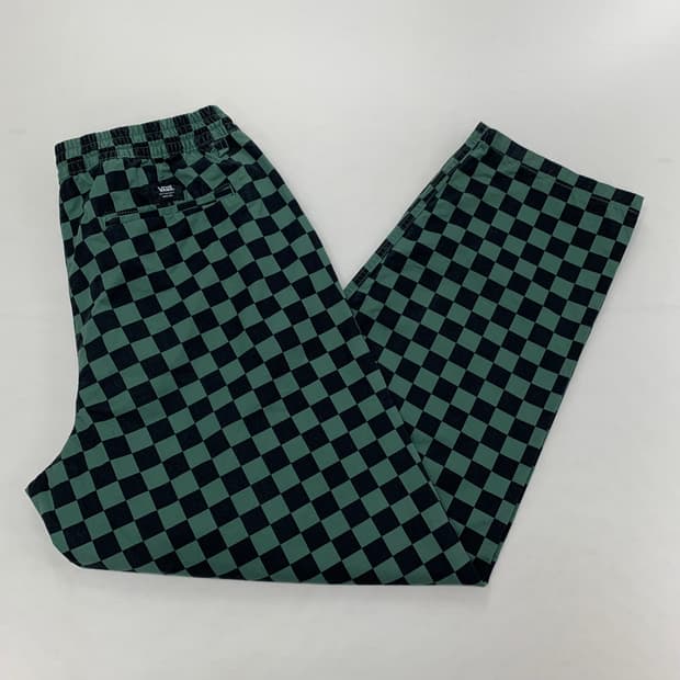 반스 체커보드 배기 테이퍼드핏 밴딩 팬츠 (M)