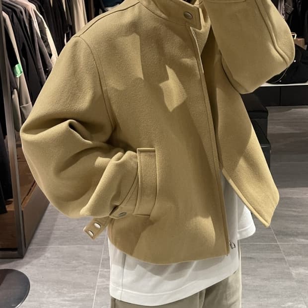 솔리드옴므 역작 울 크롭 자켓 베이지 크롭 점퍼 쉘파카 48